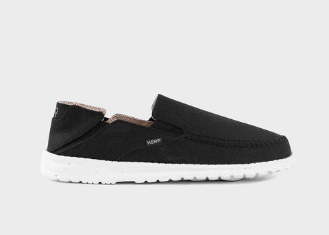 Zapatillas sin cordones de cáñamo SunSlide para hombre en negro