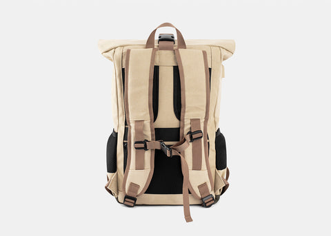 Mochila diaria en beige y rojo