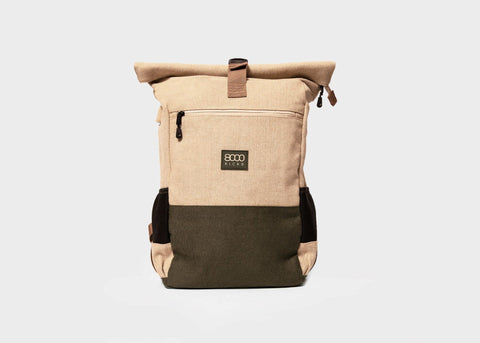 Mochila diaria en beige y verde