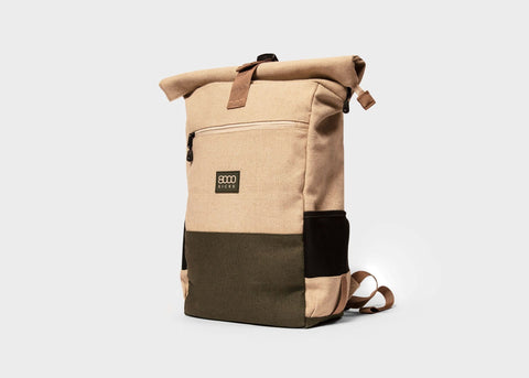 Mochila diaria en beige y verde