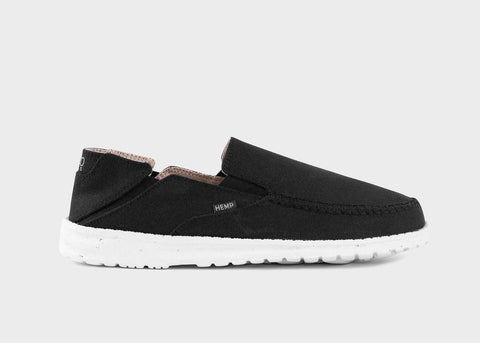 Zapatillas sin cordones de cáñamo SunSlide para mujer en negro