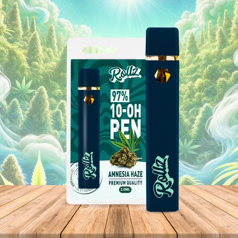 Vape de 10-OH (Novo HHC) 97%, Amnesia Haze, Caneta Descartável Rollz 2ml/1ml