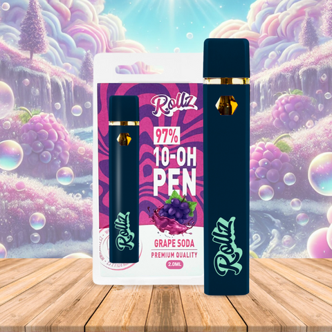 Vape de 10-OH (Novo HHC) 97%, Uva, Caneta Descartável Rollz 2ml/1ml