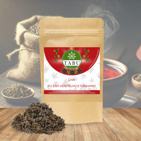 Chá Pu Erh Vermelho com Cânhamo Orgânico, 22g