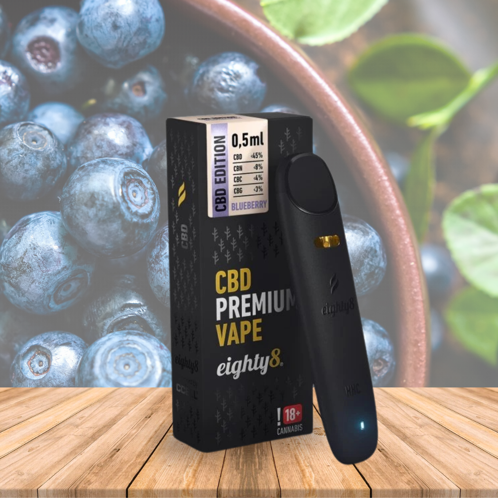 Vape CBD 45%, Arándano Premium, Eighty8 0,5 ml
