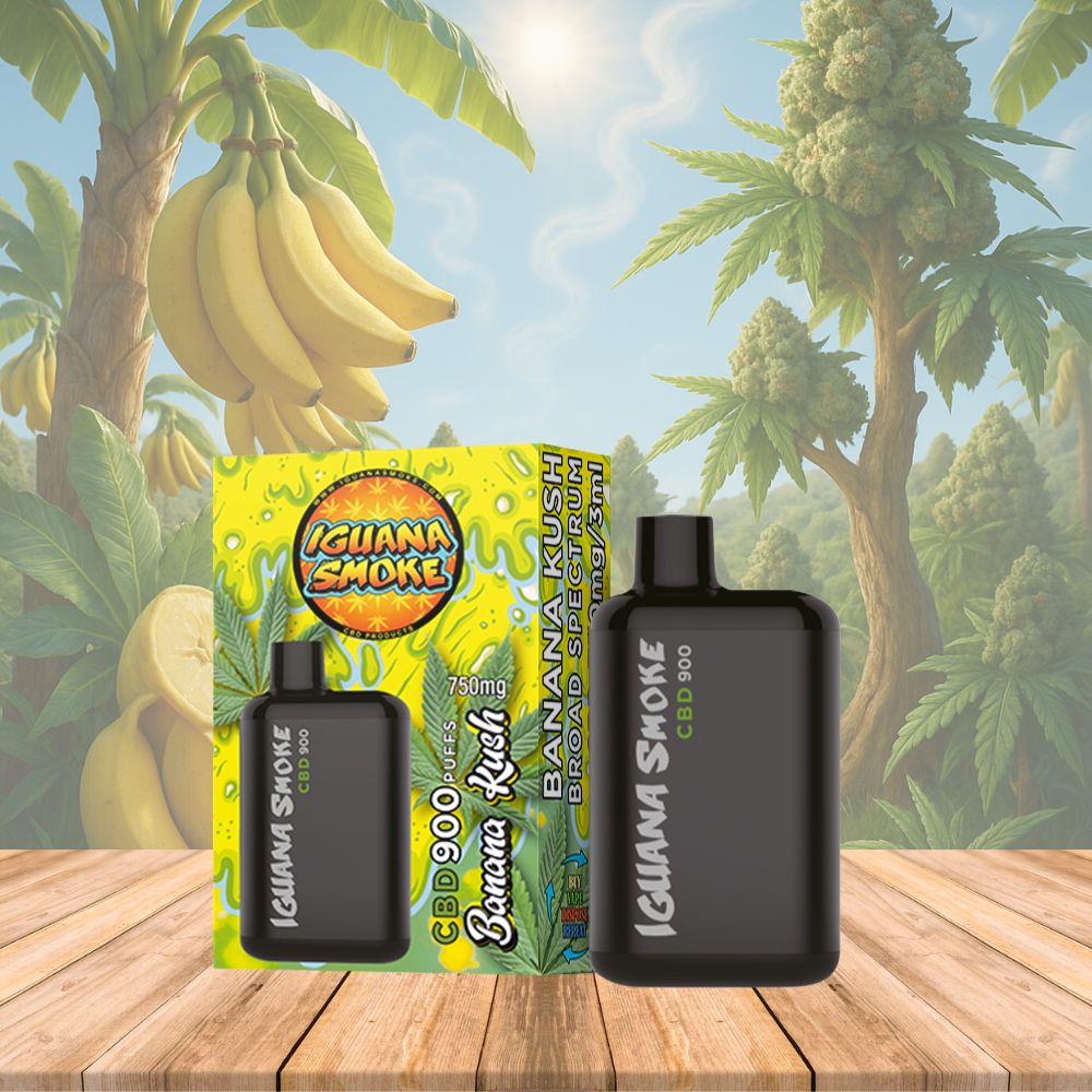 Vape CBD de amplio espectro (750 mg), Banana Kush, Iguana Pocket, 3 ml