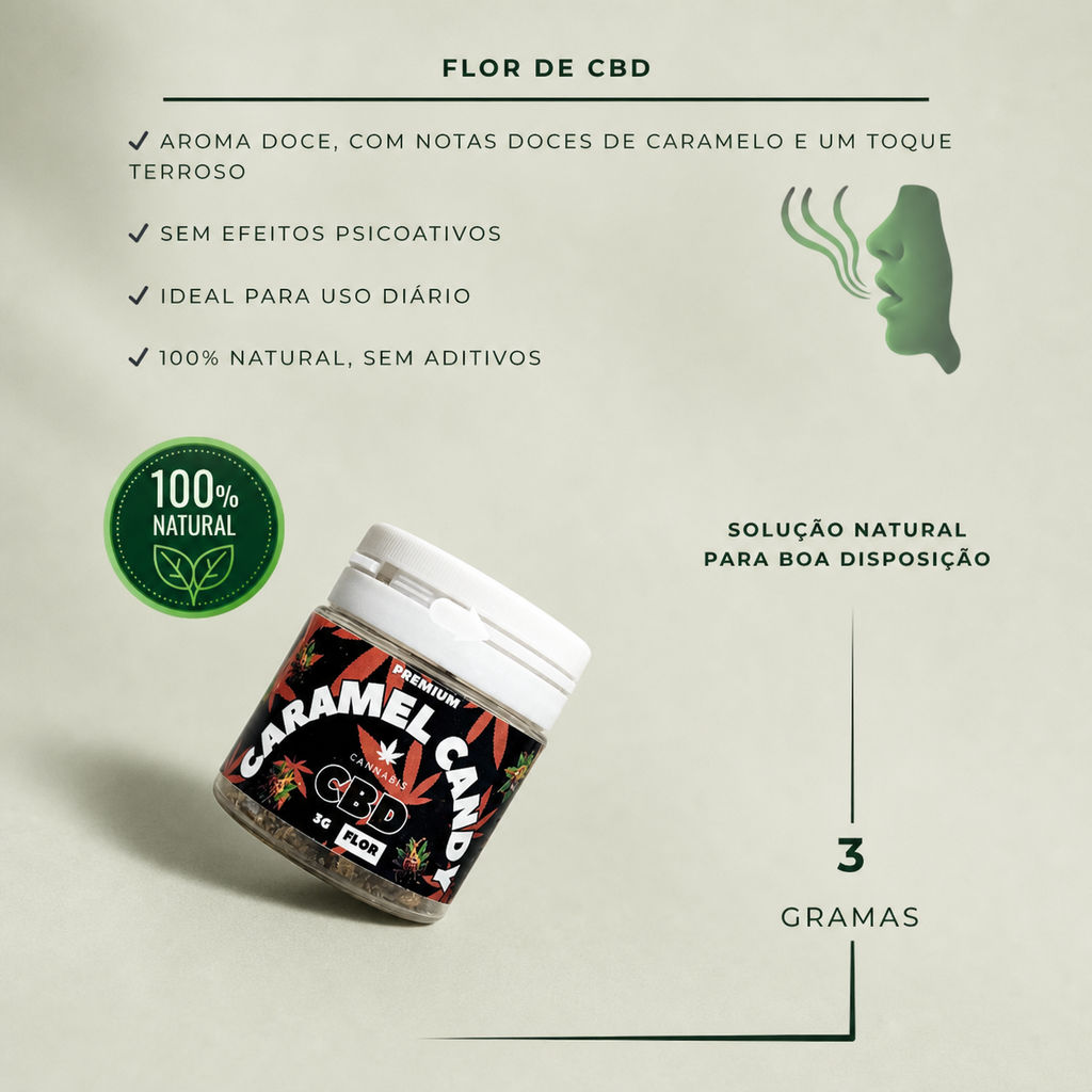 Informações sobre Flor de CBD Caramel Candy Premium, 3g